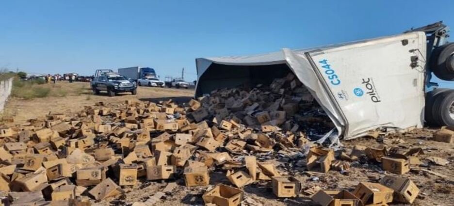 Camión termina volcado en la carretera México 15