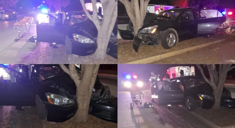 Automóvil impacta contra un árbol en el boulevard 20 de Noviembre