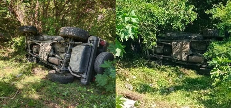 Conductor sufrió accidente tipo volcadura en la carretera México 15 en Guasave